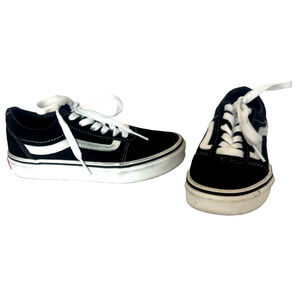 Vans Kids Youth Ward Low Top Skate Old School Sneakers Black White Suede‎ Sz 1